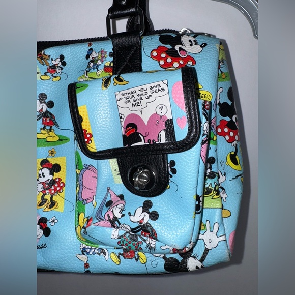 Disney Parks Authentic Mickey & Minnie Mouse Comic Strip Handbag Purse Blue - Picture 16 of 16